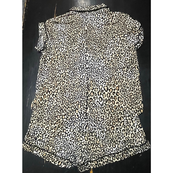 Women's Joyspun Leopard Print Pajama Set S Beige Black - Picture 2 of 6